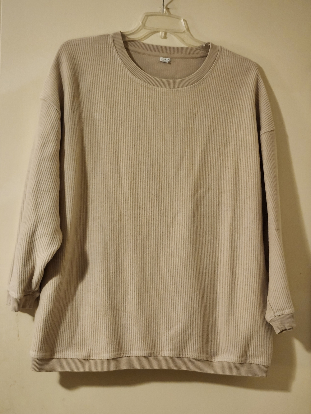 aerie Preppy Oversized Ribbed Sweatshirt - Light Beige L